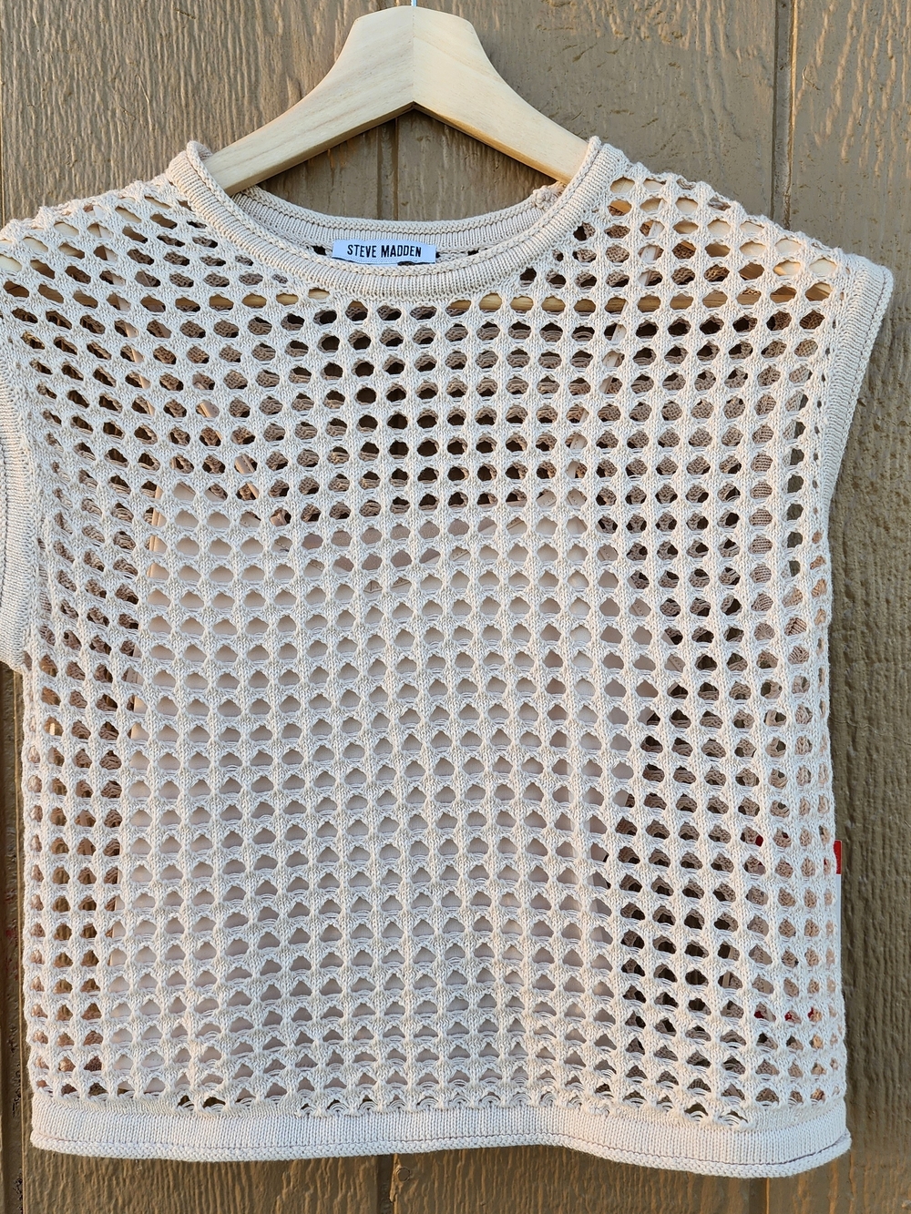 Steve Madden Cream Open-Weave Cropped Shell Top & Midi Skirt Set